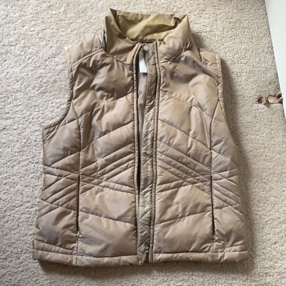 Tan LOFT Puffer Vest with Pockets